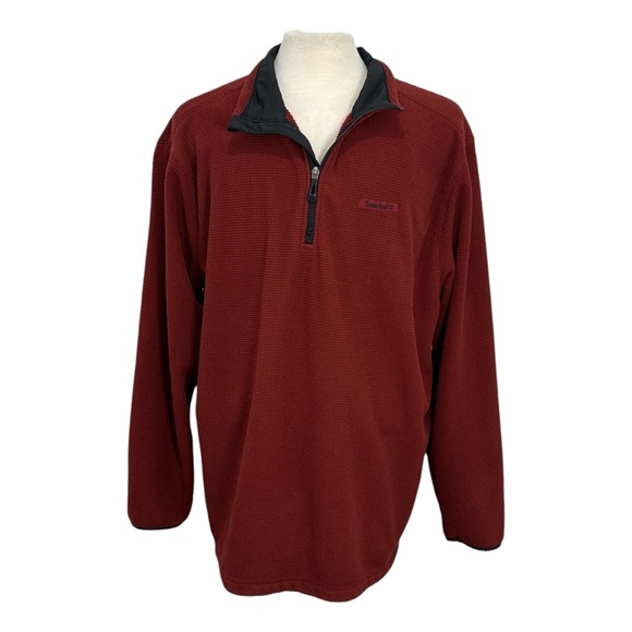 Timberland Other - Timberland Mens Size 2XL Burgundy Waffle Knit Quarter Zip Fleece Pullover Fleece